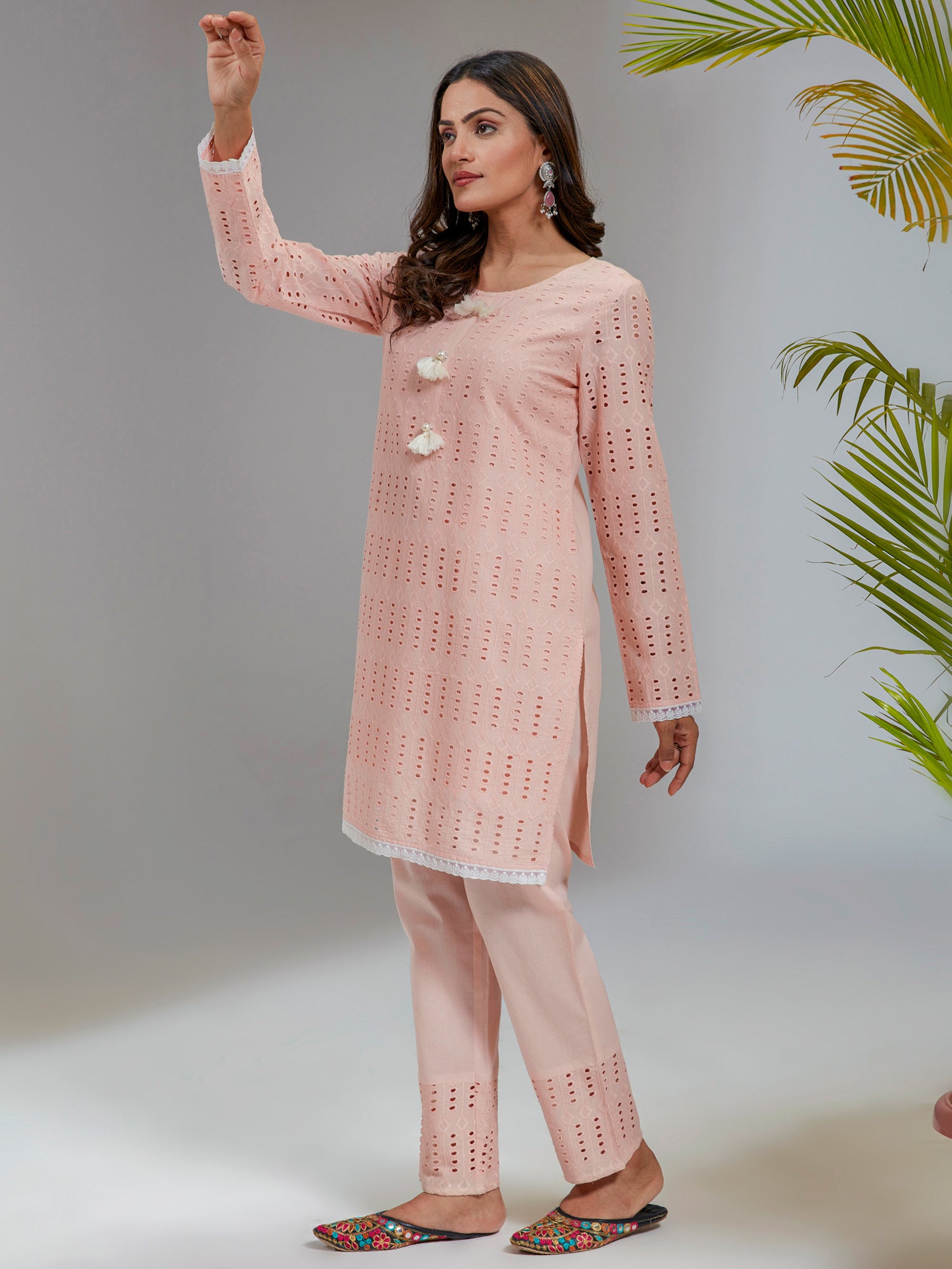 Pastel Pink Cotton A-Line Co-Ord Set